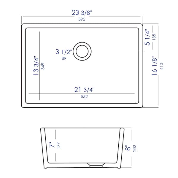 24 White Sgl Bowl Fireclay Undermount Kitchen Sink